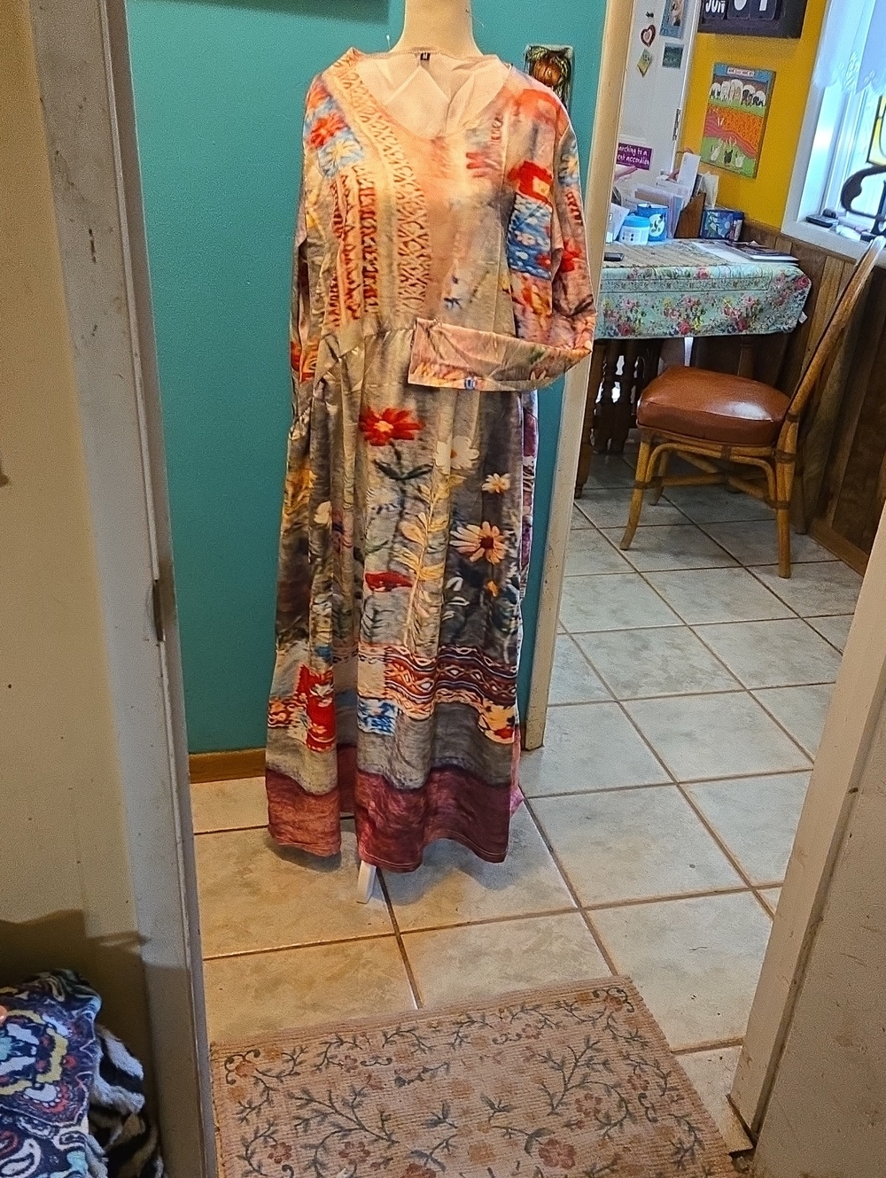 Bohemian Floral Patchwork Maxi Dress - Multi